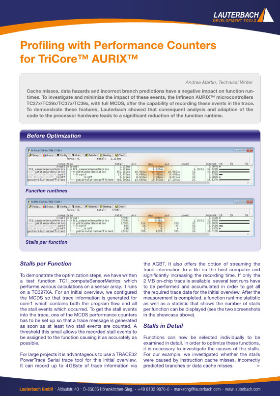 Profiling with Performance Counters for TriCoreT AurixT