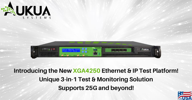 Aukua Systems 
															Introduces New 
															XGA4250 High Speed 
															3-in-1 Ethernet & IP 
															Test Platform